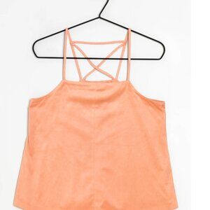 Mango Terracotta Faux-Suede Top